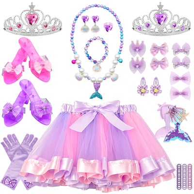 Flybay Princess Dress Up Toys & Jewelry Accessories ,Dress Up Clothes for Girls with Princess Shoes Toy, Pretend Play Birthday Gifts for 3 4 5 6 Year Old Girls