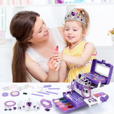 Aureyung Kids Makeup Kit Girl Toys, Washable Real Make up Set for Children, Princess Toys with Jewelry Set, Non-Toxic Cosmetic for Toddlers, Gifts Toys for Girls 3 - 12 Year Old