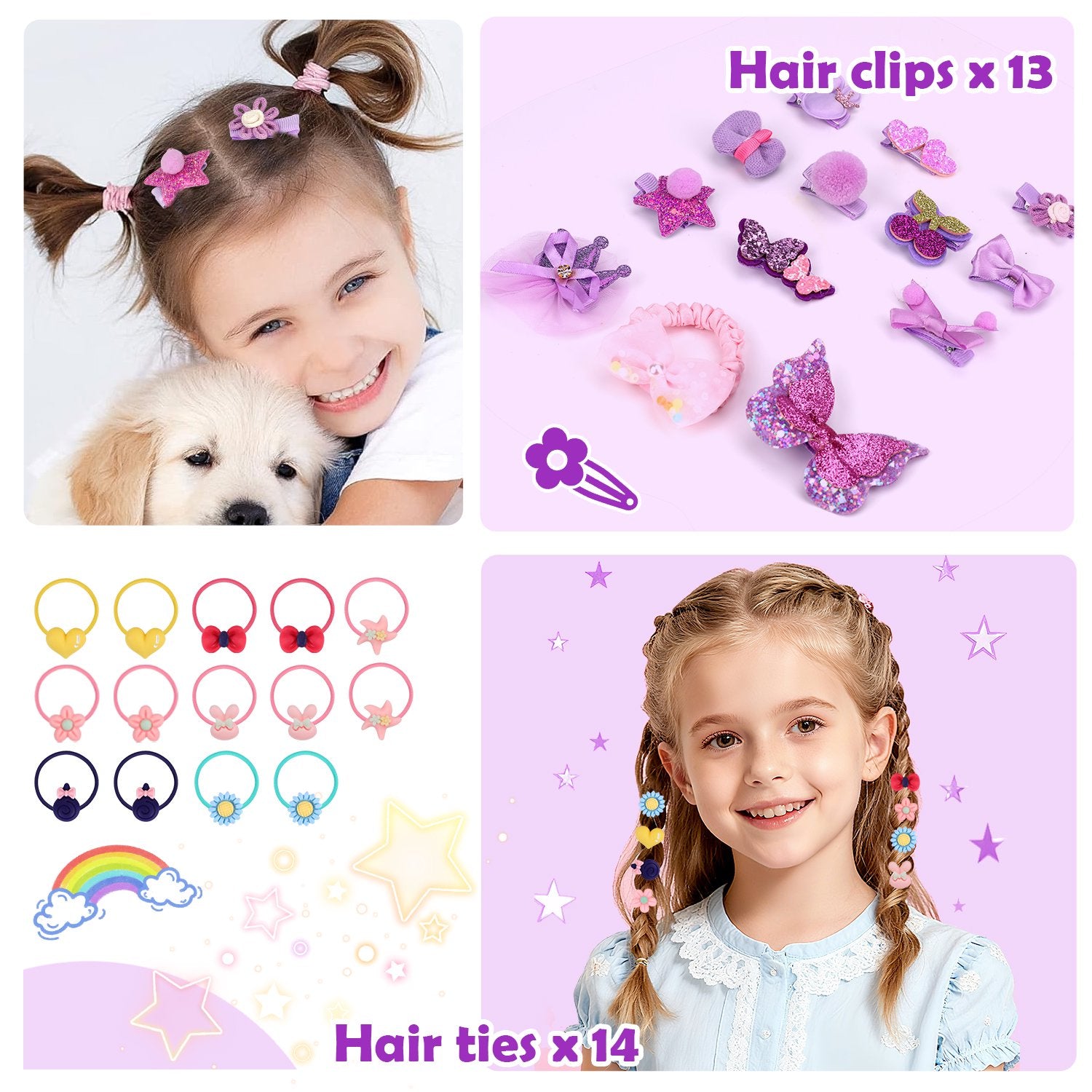 Aureyung Kids Jewelry Kit 47 PCS, Girls Dress Up Play Jewelry Set, Toys Ages 3-12