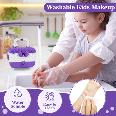 Aureyung Kids Makeup Kit Girl Toys, Washable Real Make up Set for Children, Princess Toys with Jewelry Set, Non-Toxic Cosmetic for Toddlers, Gifts Toys for Girls 3 - 12 Year Old