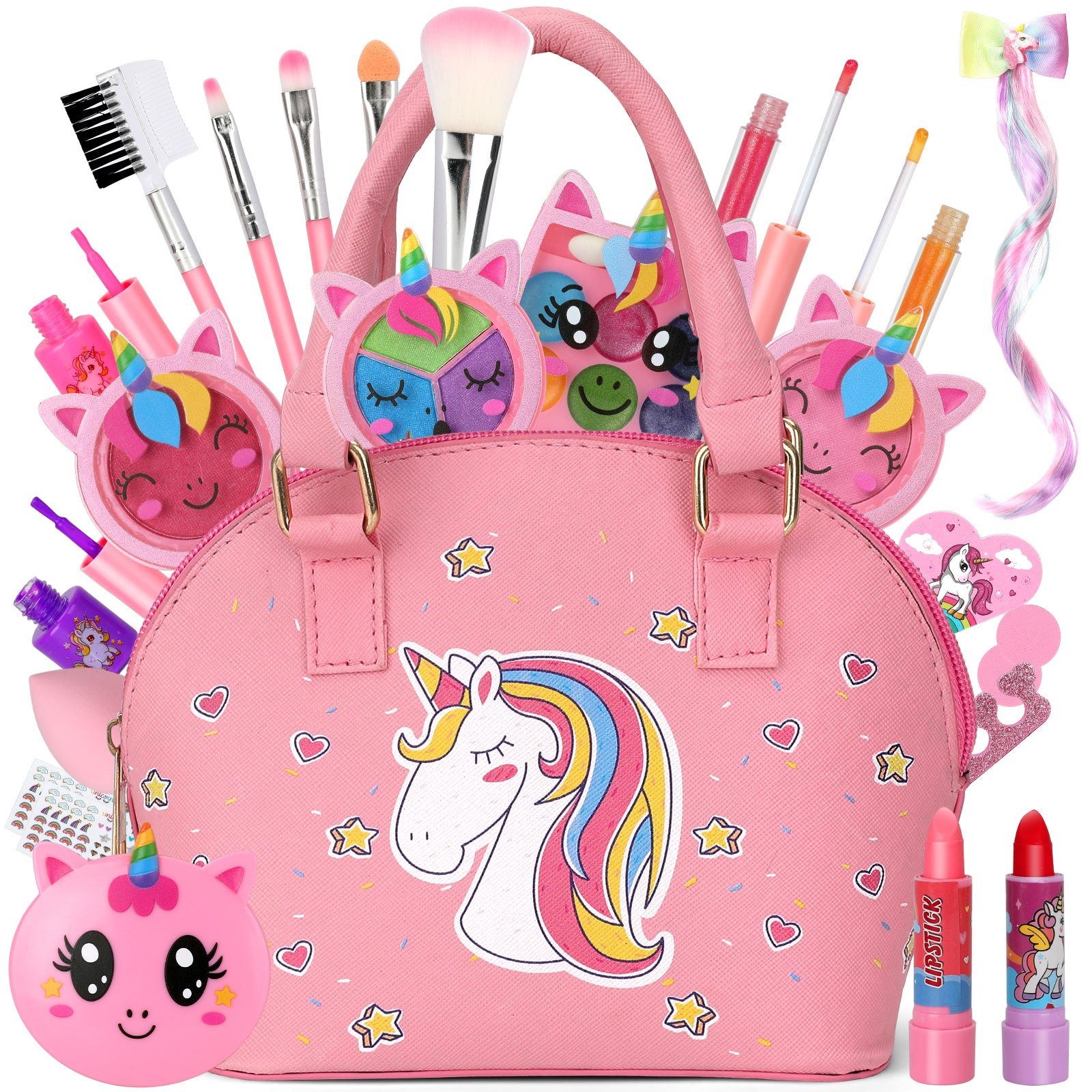 Sendida Kids Makeup Kit for Girls, Real Washable Makeup Toy for Little Girl Princess Play Make Up Birthday Gift Toy for Toddler Kid Girls Children Age 4 5 6 7 8 9 10 Year Old