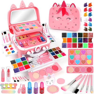 Feibely Kids Makeup Kit Toys for Girls , Washable Makeup Kit for Kids, Princess Toy Birthday Gifts for Girl Ages 3-12