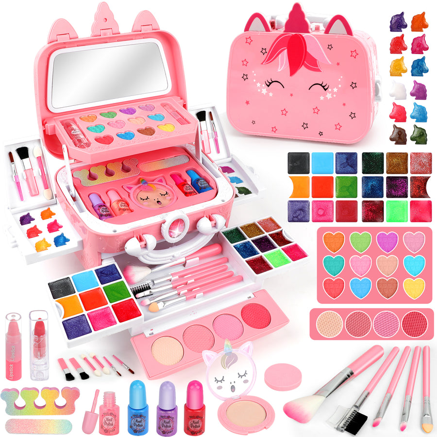 Feibely Kids Makeup Kit Toys for Girls , Washable Makeup Kit for Kids, Princess Toy Birthday Gifts for Girl Ages 3-12
