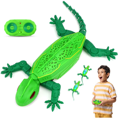 Remote Control Gecko Toy, Rechargeable RC Lizard with LED Light, Gravity-Defying Movement Interactive Prank Toy, Birthday Gifts for Kids Ages 3-12