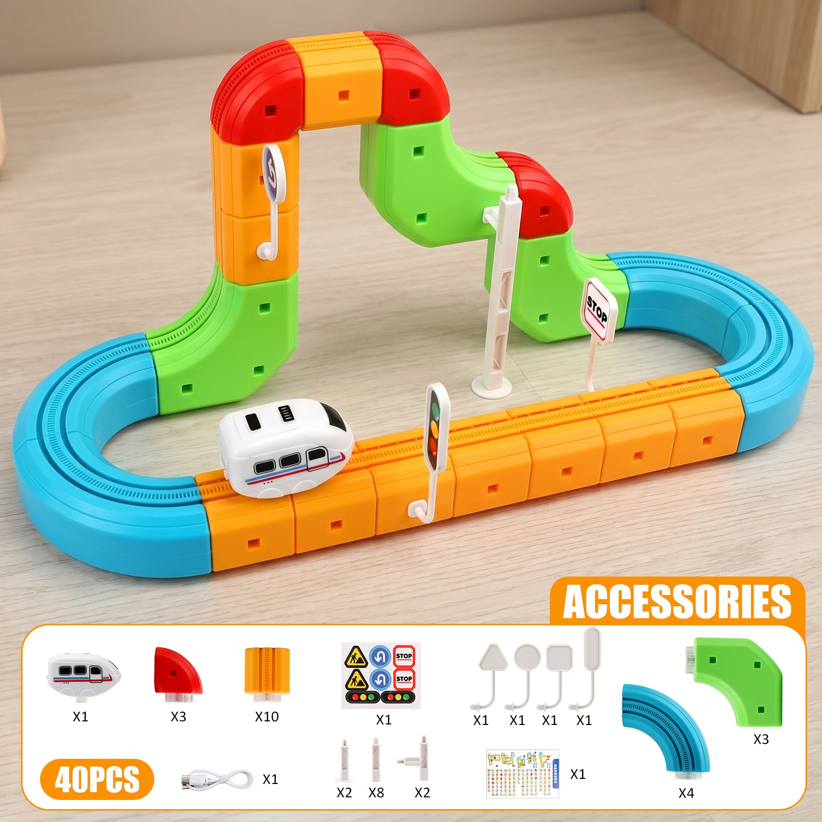 Sendida Train Set Tracks, Toy Train Race Tracks, 3D Infinity Modular Cube Building Blocks Freely Assembled, STEM Learning Toy of Gifts for Kids Toddlers Boys & Girls