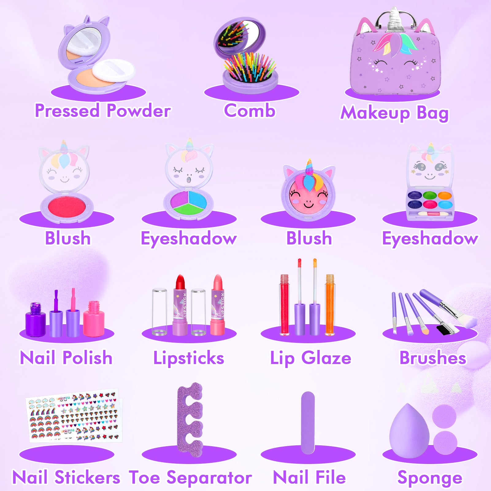 Kids Makeup Kit for Girl Toys, Sendida Kids Washable Makeup Girls Toys with Unicorn Makeup Case for Toddler Children Christmas Birthday Gifts Toys for 3 4 5 6 7 8-12 Year Old Girls