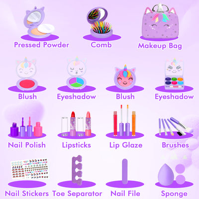 Kids Makeup Kit for Girl Toys, Sendida Kids Washable Makeup Girls Toys with Unicorn Makeup Case for Toddler Children Christmas Birthday Gifts Toys for 3 4 5 6 7 8-12 Year Old Girls