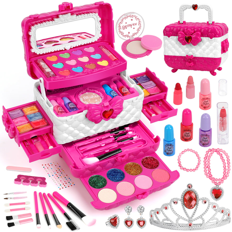 Kids Makeup Kit for Girls, 60PCS Teensymic Makeup Toys for Girls Washable Makeup Princess Make Up Toy for Girl Age 3-12 Birthday