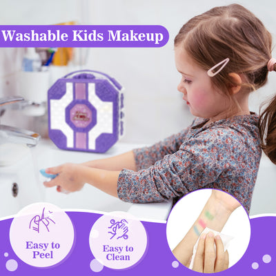 Sendida Kids Makeup, 64pcs Real Washable Kids Makeup Kit for Girl Toys Princess Brithday Gifts for Little Girls 3 4 5 6 7 8 9 10 12 Year Old