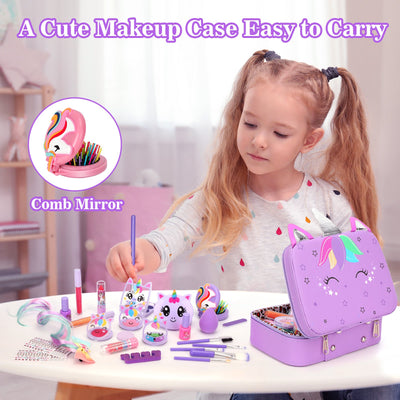 Kids Makeup Kit for Girl Toys, Sendida Kids Washable Makeup Girls Toys with Unicorn Makeup Case for Toddler Children Christmas Birthday Gifts Toys for 3 4 5 6 7 8-12 Year Old Girls