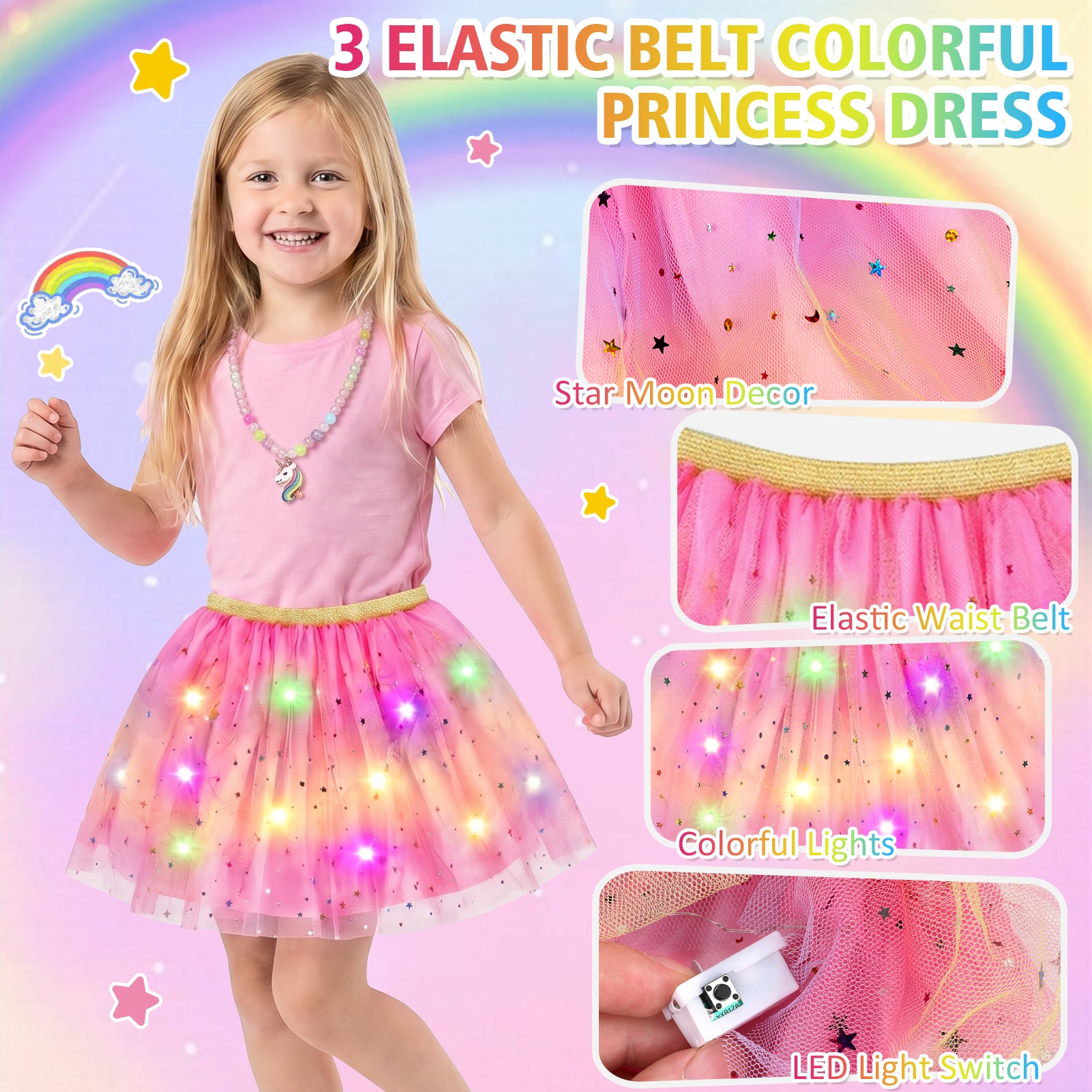 Flybay Princess Dress up for Girls, Toddler Dress up Clothes with Shoes & Accessories, Girls Role Play Princess Toys Gift for Girls 3 4 5 6 Years Old