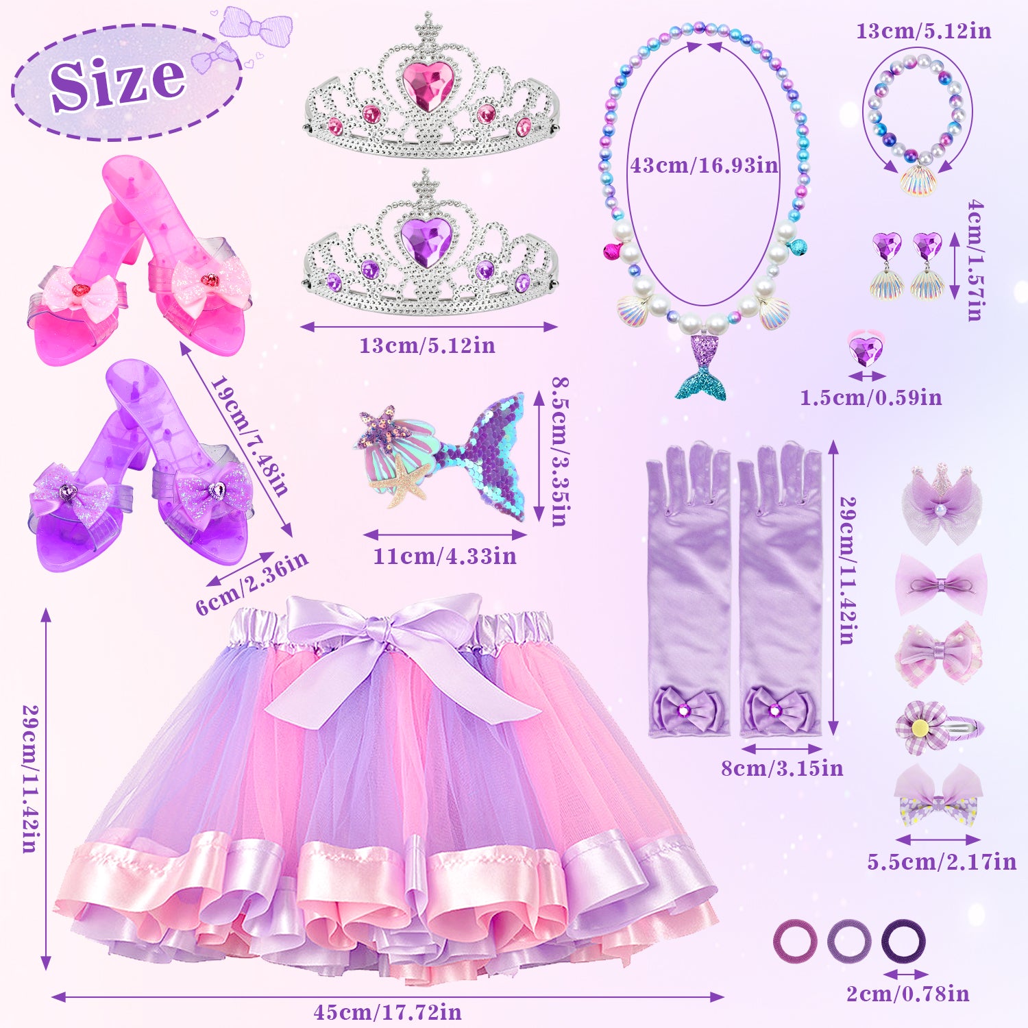 Flybay Princess Dress Up Toys & Jewelry Accessories ,Dress Up Clothes for Girls with Princess Shoes Toy, Pretend Play Birthday Gifts for 3 4 5 6 Year Old Girls