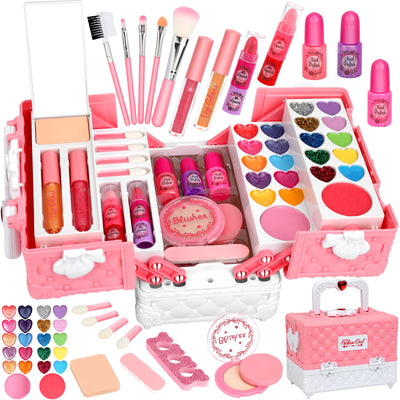Feibely Kids Makeup Kit Girls Toys, Washable Kids Makeup Kit for Girls, Princess Play Make Up Toy Birthday Gift for Girls Age 3-12