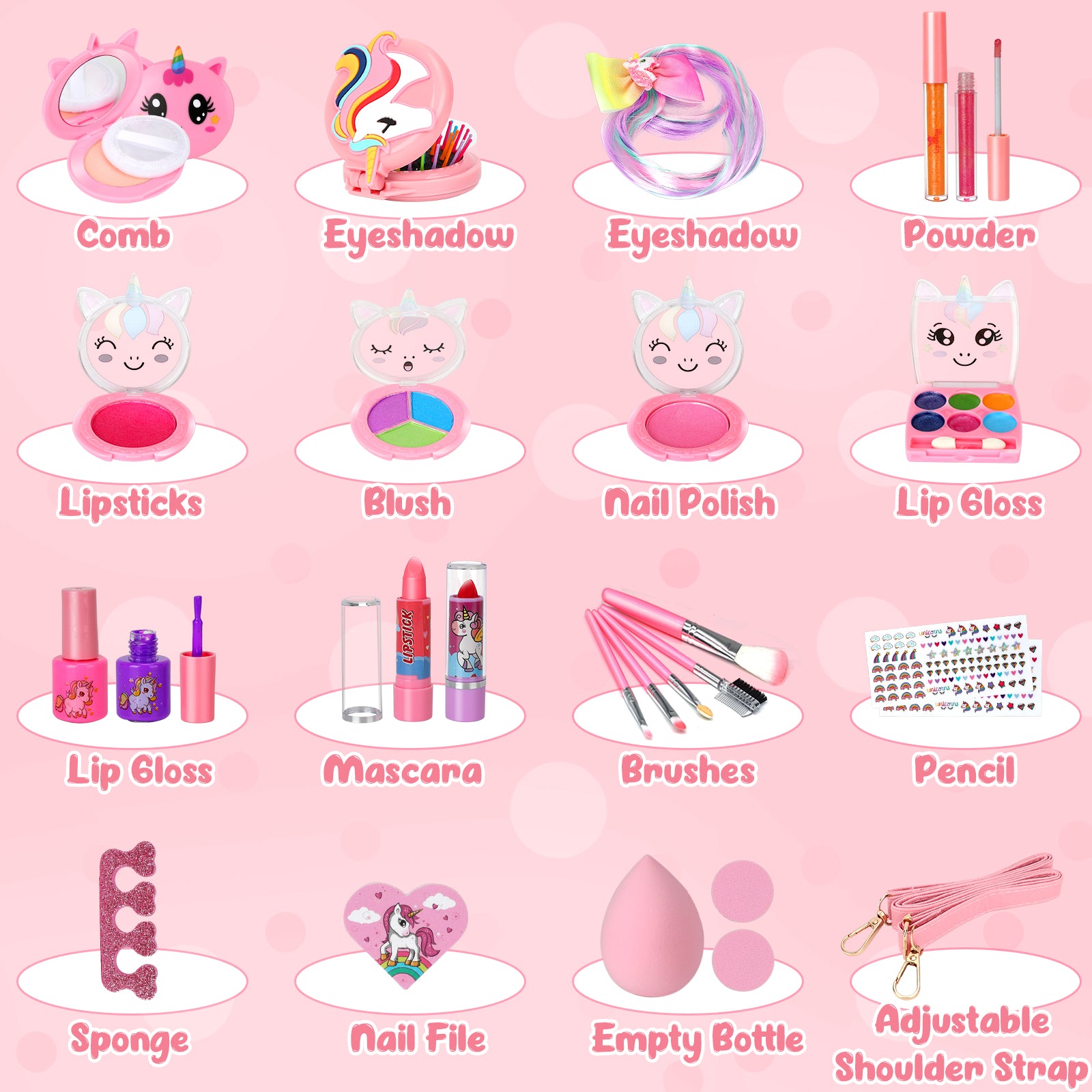 Sendida Kids Makeup Kit for Girls, Real Washable Makeup Toy for Little Girl Princess Play Make Up Birthday Gift Toy for Toddler Kid Girls Children Age 4 5 6 7 8 9 10 Year Old