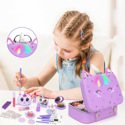 Kids Makeup Kit for Girl Toys, Sendida Kids Washable Makeup Girls Toys with Unicorn Makeup Case for Toddler Children Christmas Birthday Gifts Toys for 3 4 5 6 7 8-12 Year Old Girls