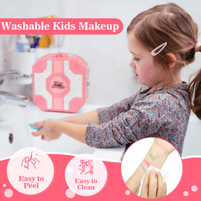 Sendida Kids Makeup, 64pcs Real Washable Kids Makeup Kit for Girl Toys Princess Brithday Gifts for Little Girls 3 4 5 6 7 8 9 10 12 Year Old