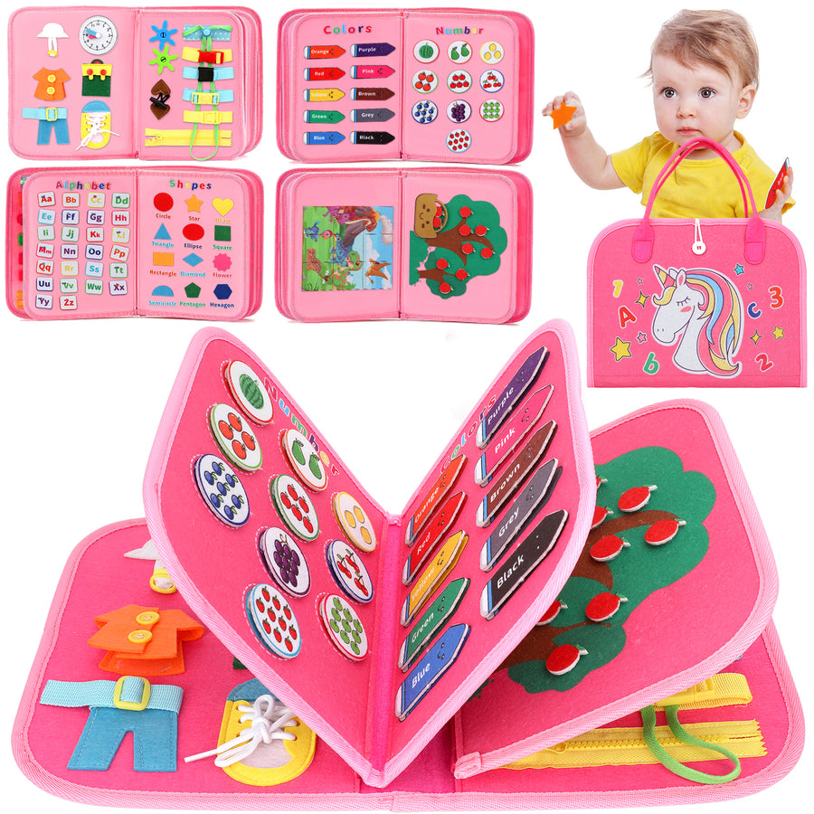 Flybay Toddler Toys, Montessori Toys for 1 2 3 4 Year Old, Busy Board, Preschool Learning Sensory Toys for Girls, Learning Activities Skills Toys
