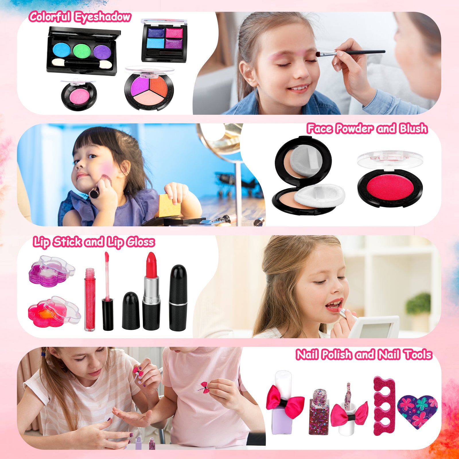 For Ideahome Kids Washable Makeup Girl Toys - Kids Makeup Kit For Girl, Real Make Up Set, Little Girls Makeup Kit For Toddler Kid Children Princess