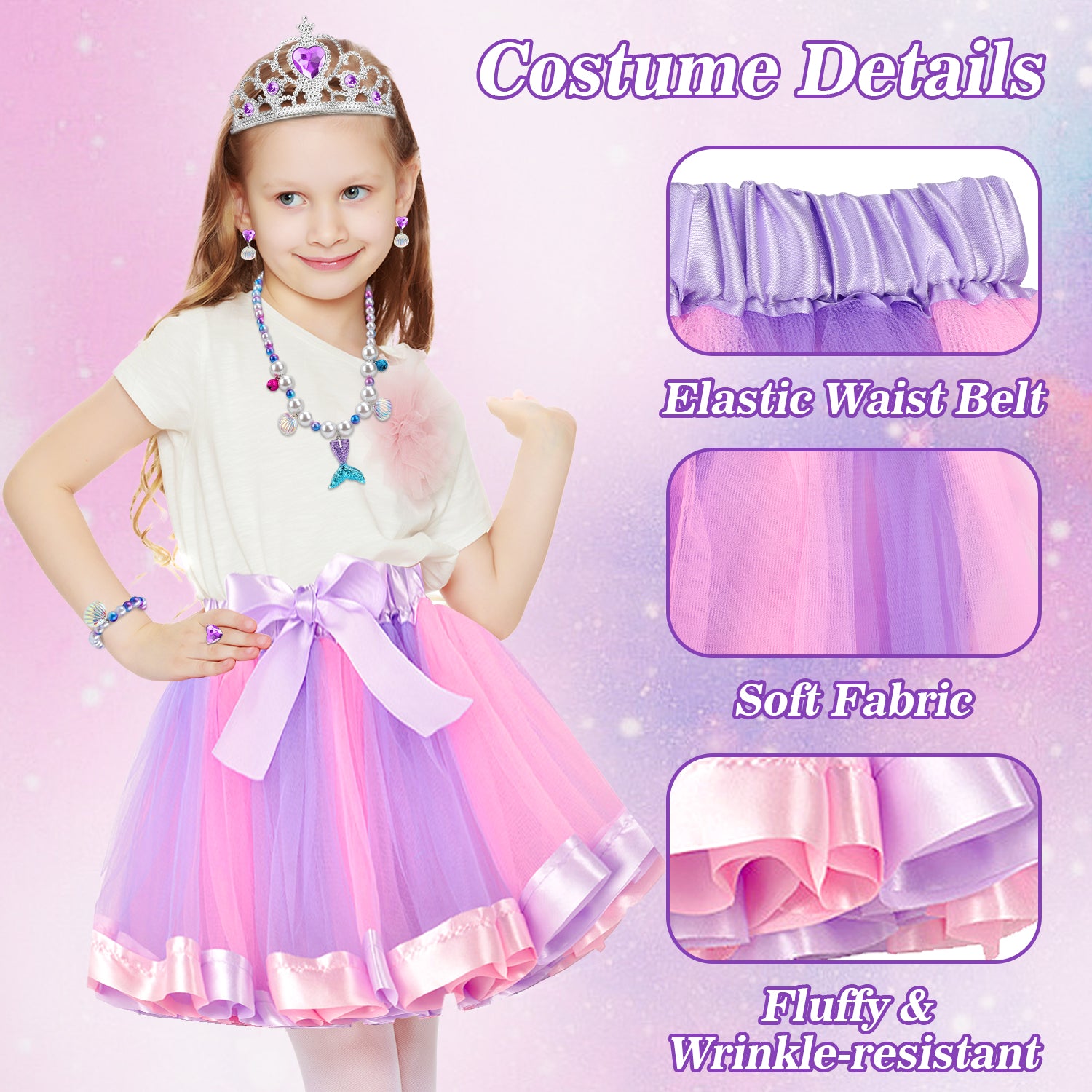 Flybay Princess Dress Up Toys & Jewelry Accessories ,Dress Up Clothes for Girls with Princess Shoes Toy, Pretend Play Birthday Gifts for 3 4 5 6 Year Old Girls