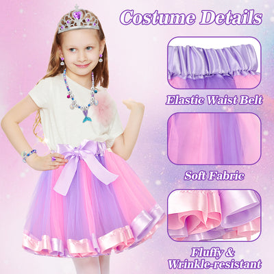Flybay Princess Dress Up Toys & Jewelry Accessories ,Dress Up Clothes for Girls with Princess Shoes Toy, Pretend Play Birthday Gifts for 3 4 5 6 Year Old Girls