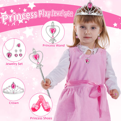 Flybay Princess Dress up for Girls, Princess Cape, Crown with Uni-corn bag Little Girl Costume Toy for Kids Toddlers Birthday Gift