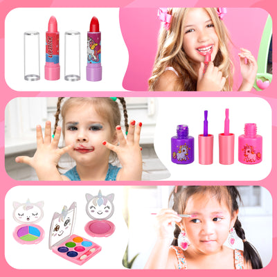 Kids Washable Makeup Girls Toys - Girls Makeup Kit for Kids Make up Set Real Makeup for Kid Little Girls Toddlers Children Princess Christmas Birthday Gifts Toys for 3 4 5 6 7 8 9 10 Year Old Girls