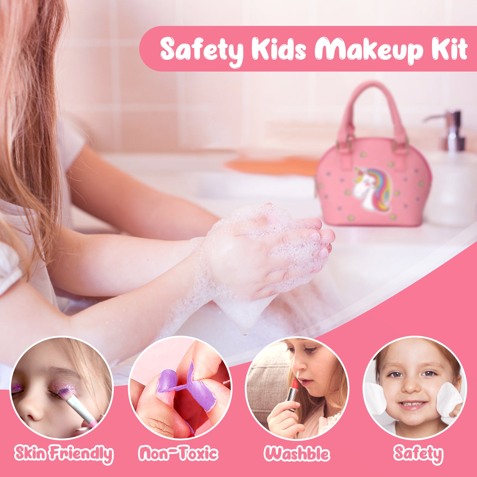 Sendida Kids Makeup Kit for Girls, Real Washable Makeup Toy for Little Girl Princess Play Make Up Birthday Gift Toy for Toddler Kid Girls Children Age 4 5 6 7 8 9 10 Year Old