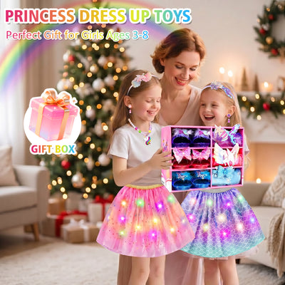 Flybay Princess Dress up for Girls, Toddler Dress up Clothes with Shoes & Accessories, Girls Role Play Princess Toys Gift for Girls 3 4 5 6 Years Old
