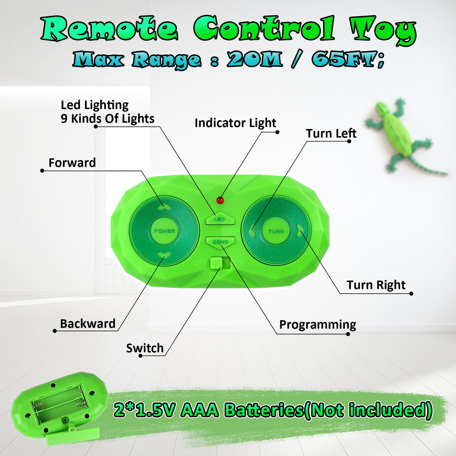 Remote Control Gecko Toy, Rechargeable RC Lizard with LED Light, Gravity-Defying Movement Interactive Prank Toy, Birthday Gifts for Kids Ages 3-12