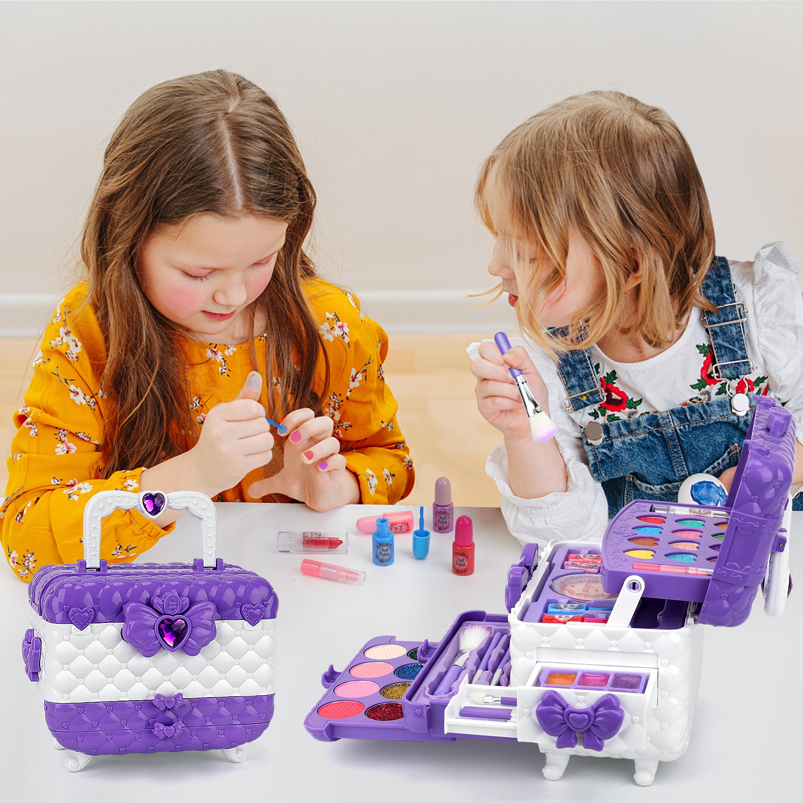 54 Pcs Kids Makeup Set for Girls, Washable Real Cosmetic Toddler Makeup Kit