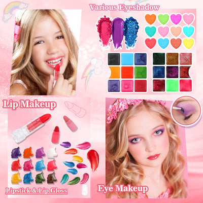 Feibely Kids Makeup Kit Toys for Girls , Washable Makeup Kit for Kids, Princess Toy Birthday Gifts for Girl Ages 3-12