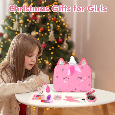 Kids Washable Makeup Girls Toys - Girls Makeup Kit for Kids Make up Set Real Makeup for Kid Little Girls Toddlers Children Princess Christmas Birthday Gifts Toys for 3 4 5 6 7 8 9 10 Year Old Girls