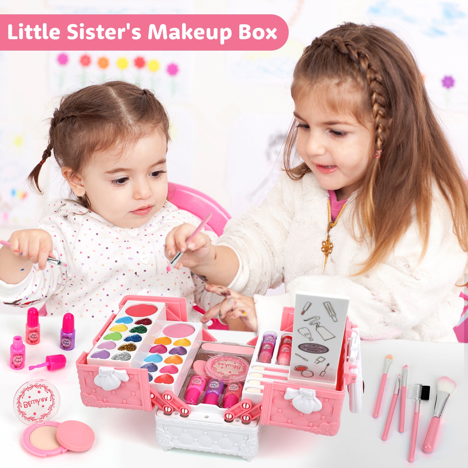Washable Makeup Kit Girls Toy - Kids Makeup Kit Compatible Girls, Non Toxic Make  Up Set, Little Girls Makeup Kit Compatible Toddler Children Princess