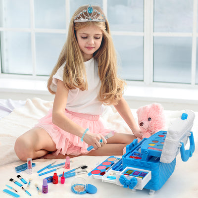Kids Makeup Kit Toys for Girls, Teensymic Girl Toys 60PCS Real Washable Makeup Little Girls Princess Gifts Play Make Up Kids Toys Makeup Vanities for Girls Age 3-12 Year Old Birthday