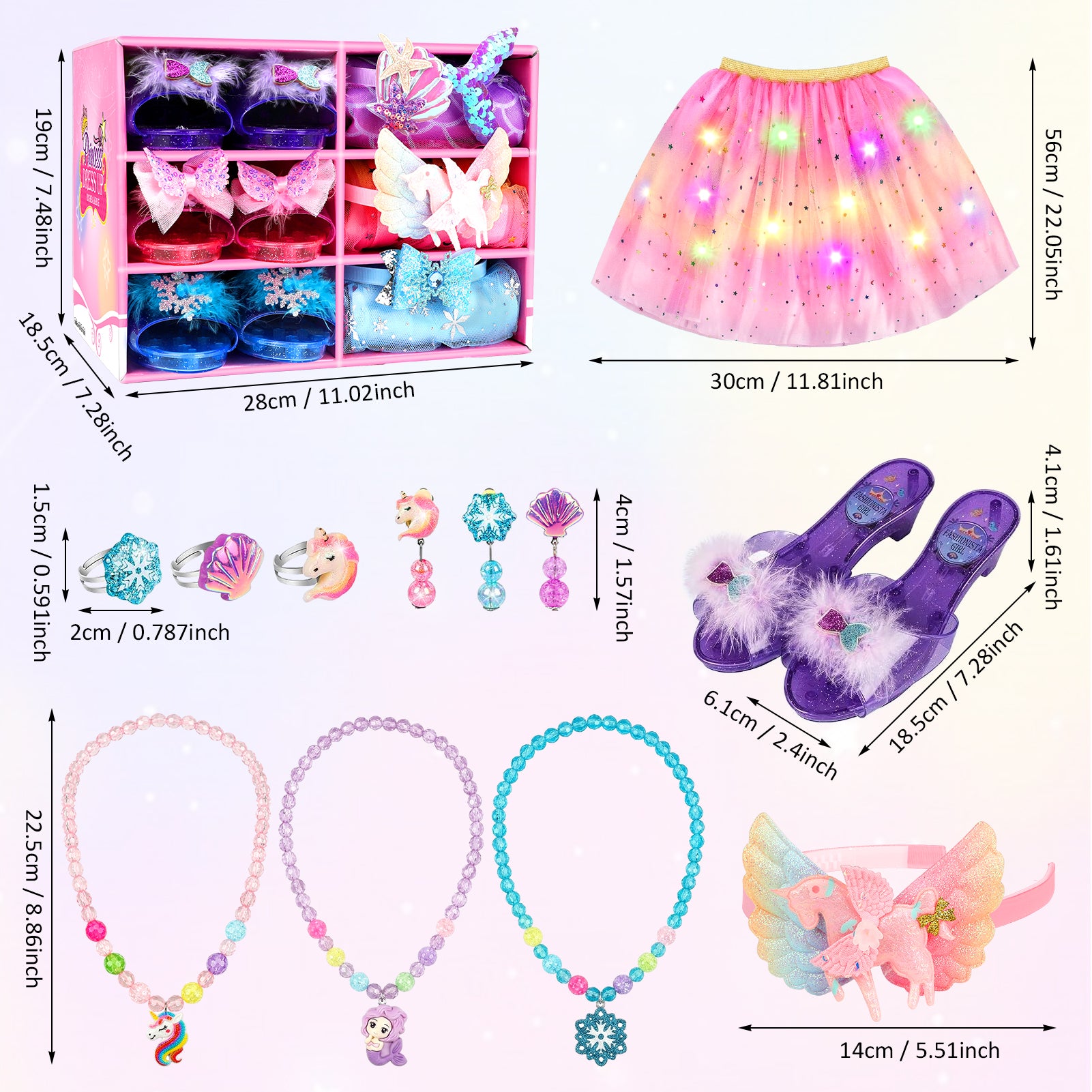 Flybay Princess Dress up for Girls, Toddler Dress up Clothes with Shoes & Accessories, Girls Role Play Princess Toys Gift for Girls 3 4 5 6 Years Old