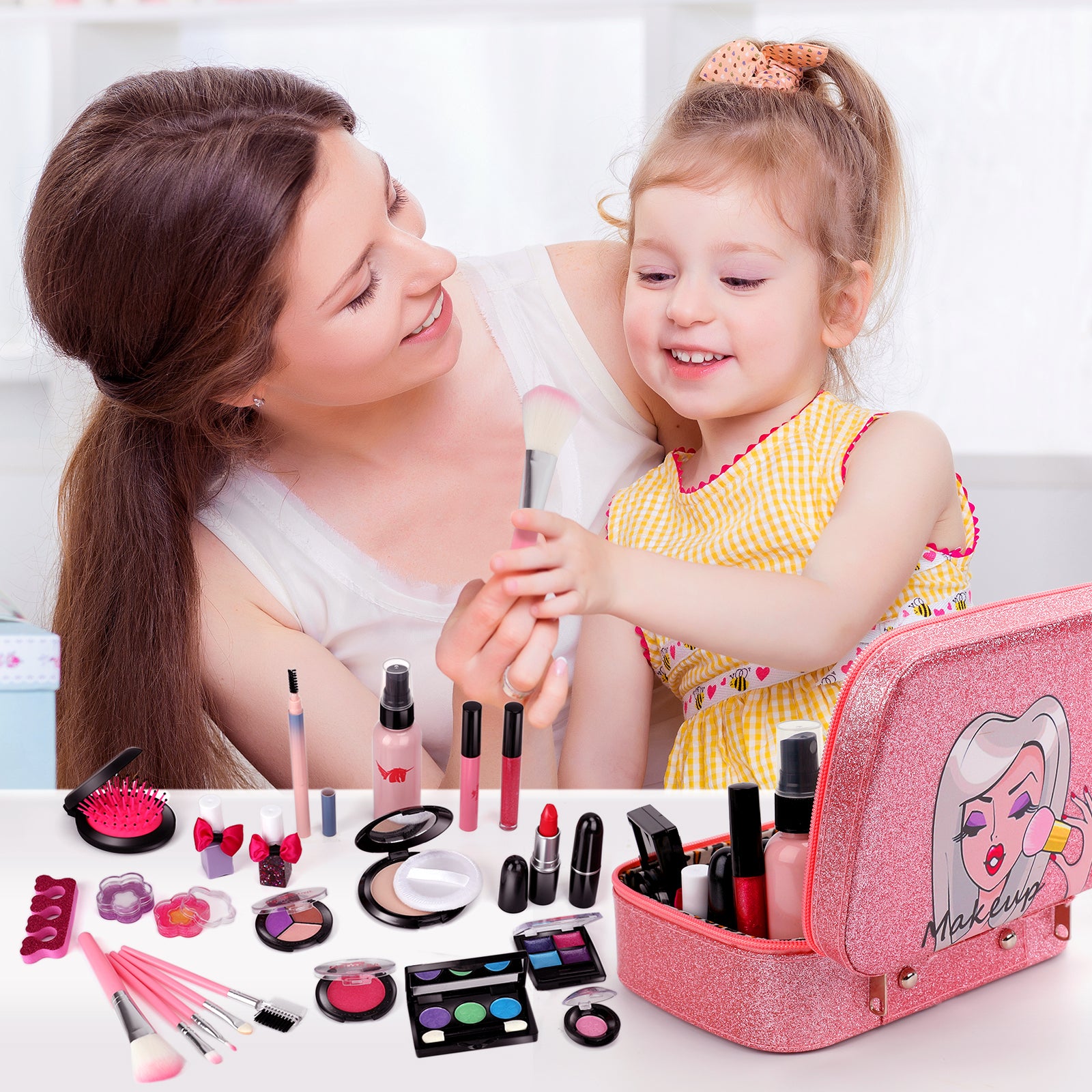 Washable Kids Makeup Girl Toys - Non Toxic Real Kids Makeup Kit for Girls  Nature Make Up Set for Child Toddler Children Princess Christmas Birthday