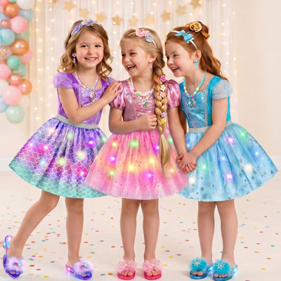 Flybay Princess Dress up for Girls, Toddler Dress up Clothes with Shoes & Accessories, Girls Role Play Princess Toys Gift for Girls 3 4 5 6 Years Old