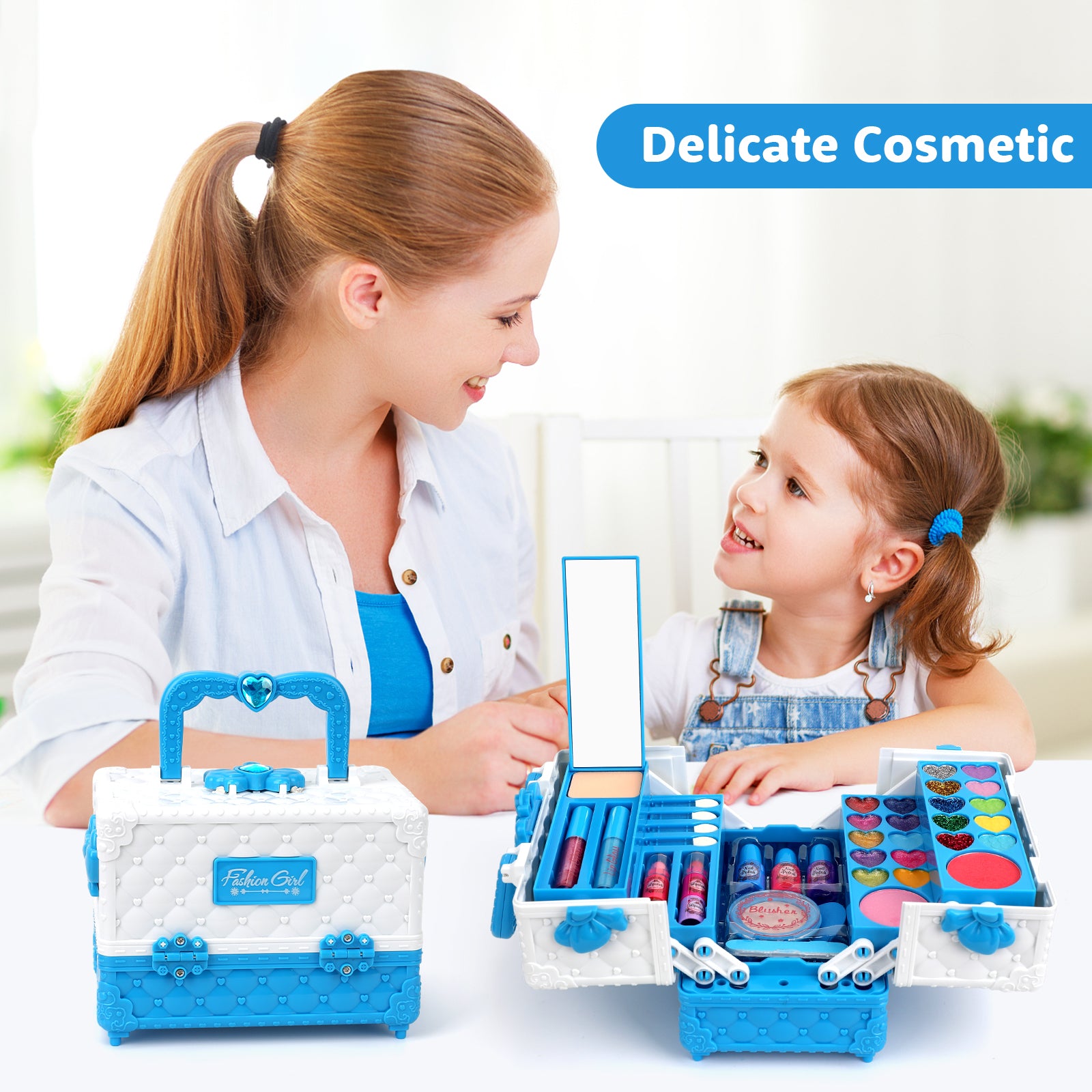 Washable Makeup Girls Toy - Kids Makeup Kit for Girls, Non Toxic Make Up Set, Little Girls Makeup Kit for Toddler Children Princess, Christmas Birthday Gifts 4 5 6 7 8 9 10 Year Old Girl