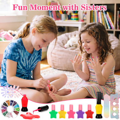 Feibely Kids Nail Art Kit with Dryer and Stickers, Girls Nail Toy Set, Birthday Gift for Girls Ages 4-12