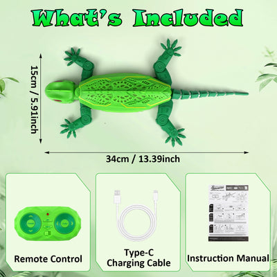 Remote Control Gecko Toy, Rechargeable RC Lizard with LED Light, Gravity-Defying Movement Interactive Prank Toy, Birthday Gifts for Kids Ages 3-12