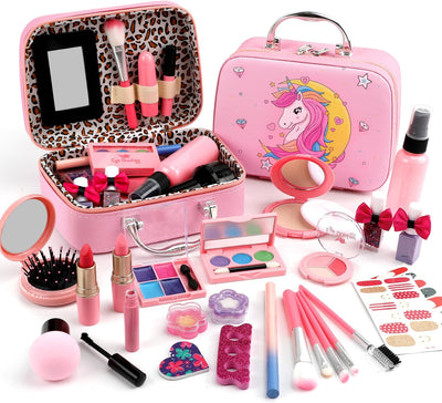 Flybay Kids Makeup Kit for Girls, Princess Toys Washable Makeup Set  for Toddlers Children Princess Dress Up Birthday Gifts Toys for 3-12 Year Old Girls