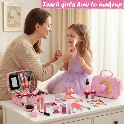 Flybay Kids Makeup Kit for Girls, Princess Toys Washable Makeup Set  for Toddlers Children Princess Dress Up Birthday Gifts Toys for 3-12 Year Old Girls