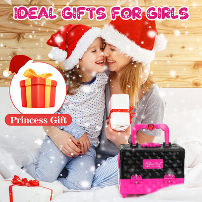 Feibely Kids Makeup Kit for Girl, 45 Pcs Washable Girls Makup Kit Princess Toys, Play Make Up Birthday Gifts for 3 4 5 6 7 8 9 10 11 12 Years Old Kid