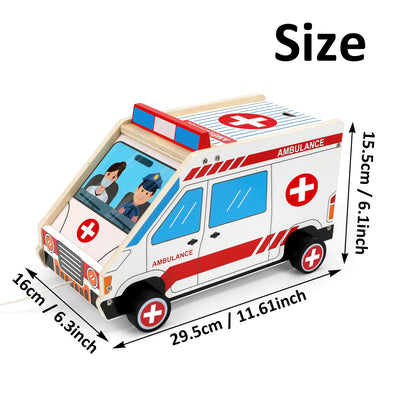 Flybay Wooden Doctor Kit for Toddlers, 45 Pcs Pretend Play Medical Set with Ambulance for Kids Ages 3-6