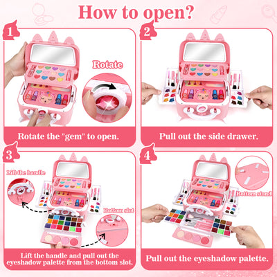 Feibely Kids Makeup Kit Toys for Girls , Washable Makeup Kit for Kids, Princess Toy Birthday Gifts for Girl Ages 3-12