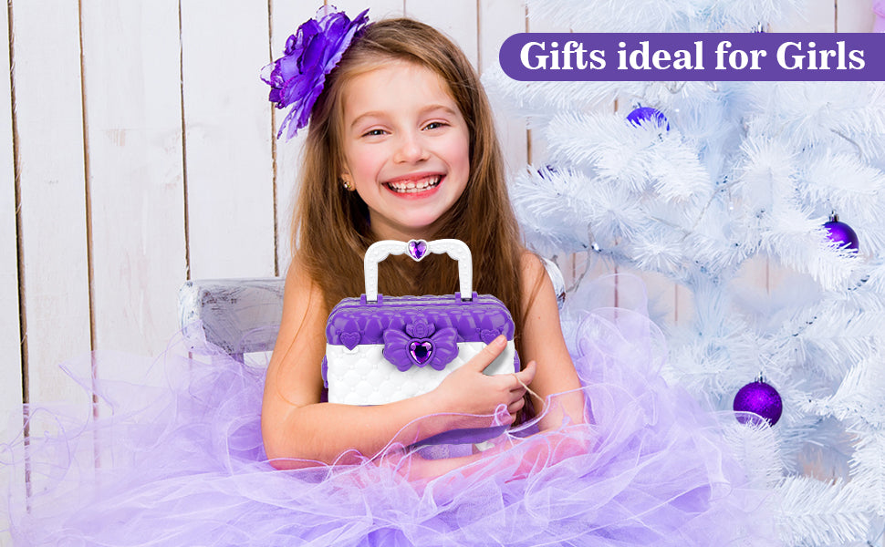 Kids Makeup Kit for Girl Gifts, 54PCS Washable Little Girls Princess Make Up Toys for 4 5 6 7 8 9 Year Old Girl Birthday Gift (Purple)