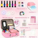 Kids Nail Polish Set for Girls, Sendida Nail Art Kit with Nail Dryer & DIY Nail Stickers, Nail Kit Toys for Girls with Non-Toxic Nail Polish,Age 3-12 Little Girl Gift Toys