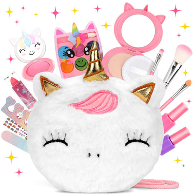 Sendida Kids Makeup Kit for Girl Toys with Small Coin Unicorns Purse, Real Washable Makeup Set Unicorns-Gifts for Little Girls Princess Age 3 4 5 6 7 8 9 Year Olds