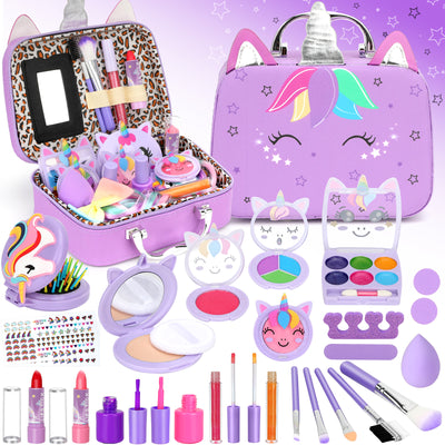 Kids Makeup Kit for Girl Toys, Sendida Kids Washable Makeup Girls Toys with Unicorn Makeup Case for Toddler Children Christmas Birthday Gifts Toys for 3 4 5 6 7 8-12 Year Old Girls