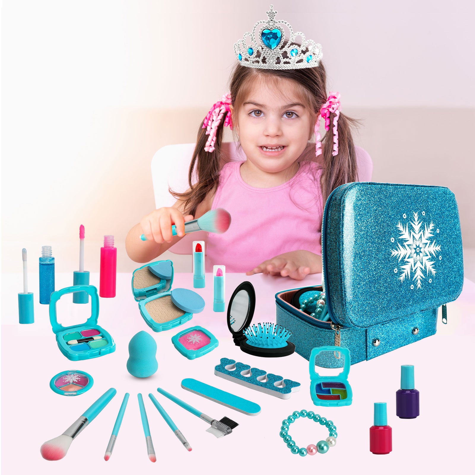 HERAPFANN Kids Washable Makeup kit for Girl - Kids Makeup Kit Toys for  Girls Little Girls Makeup Kit, Toddler & Non-Toxic Make Up Set, Real Makeup